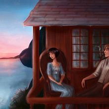 The blue castle. Traditional illustration project by Andrea Arbeteta - 09.21.2014