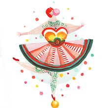 Acrobat Gum (acuarela y rotulador). Un progetto di Belle arti, Design, Character design e Illustrazione tradizionale di Olga M. - 27.09.2014