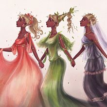 Las Horas, ilustración sobre mitología griega. Traditional illustration project by Andrea Arbeteta - 10.08.2014