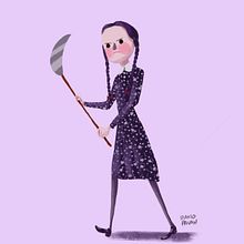 Miercoles Addams. Een project van Film, video en televisie,  Ontwerp, Ontwerp van personages y Traditionele illustratie van David Pavón Benítez - 10.10.2014