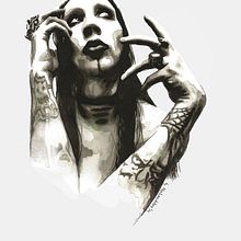 Inspiration (Portrait of Marilyn Manson) Ein Projekt aus dem Bereich Bildende Künste und Traditionelle Illustration von Mentiradeloro Esther Cuesta - 25.10.2014