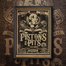 Pistons & Pits. Design, Graphic Design, Traditional illustration, and Screen Printing project by Vicente Yuste - 11.10.2014
