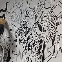Mural en las oficinas de Fugu. Artes plásticas, Design, Ilustração tradicional, e Pintura projeto de Óscar Lloréns - 11.11.2014