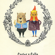 Castor y Gallo. Traditional illustration project by vanessa santos - 11.18.2014