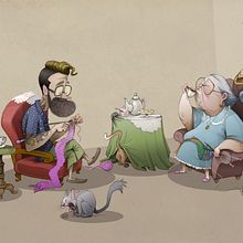 Hipster y Abuela. Character Design, and Traditional illustration project by alicia borges - 12.01.2014