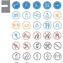 Pictogramas para  Señaletica del Serv. Penitenciario Federal. Un proyecto de Br, ing e Identidad, Diseño y Diseño gráfico de Ileana Zambelli Romano - 12.01.2015