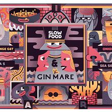 Gin Mare Torino. Traditional illustration, and Advertising project by Juan Díaz-Faes - 01.18.2015