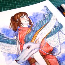 Spirited Away - El viaje de Chihiro. Projekt z dziedziny  Sztuki piękne, Design, Trad, c, jna ilustracja i  Malarstwo użytkownika Tamara Castro Laplaña - 16.02.2015