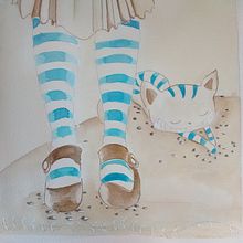 Alícia en el país de les meravelles (pintades amb tè, cafè i tintes). Traditional illustration project by Montse Mazorriaga Moré - 02.24.2015