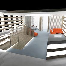 STAND: EXPOSITOR PERIMETRAL, RECEPCIÓN, ZONA BAR, DESPACHO. Un progetto di Architettura, Architettura d'interni, Interior design, 3D, Design, Lighting design, Design e creazione di mobili, Product design e Design industriale di isaac gala - 02.03.2015