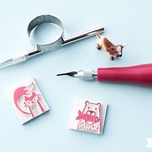 MR. BEAR y MR. FOX (pendientes y broches basados en sellos hechos a mano). Arts, Crafts, Product Design, and Traditional illustration project by Sami Garra - 03.22.2015