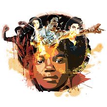 En vez de Jackson Five... Five Michael Jackson!!!. Traditional illustration project by Kike Lucas Abreu - 08.30.2015