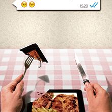 Cartel para campaña "Xq no dsconectas d una p··· vez???". Un proyecto de Diseño, Diseño de la información, Diseño gráfico, Fotografía y Post-producción fotográfica		 de Javier Darío García Fernández - 29.03.2015