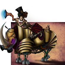 Steampunk woman & her rhino. Un proyecto de Diseño de personajes e Ilustración tradicional de Patricia GG - 19.04.2015