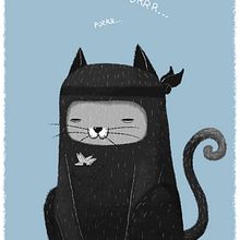 Ninja Cat. Traditional illustration project by Enric Lleyda - 04.21.2015