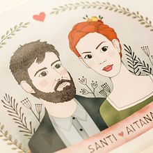 Retrato Santi & Aitana. Ilustração tradicional projeto de Estíbaliz Ferrete - 23.04.2015