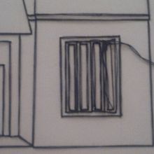 Casas Gemelas (2015) . Lápiz, hilo de algodón sobre papel.. Un proyecto de Bellas Artes de Pedro Miguel - 21.05.2015