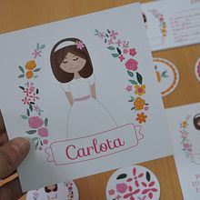 Diseños para Lo más dulce. Papelería para comuniones: Invitaciones, recordatorios, toppers y pegatinas. Un proyecto de Cop, writing, Dirección de arte, Diseño, Diseño gráfico, Eventos e Ilustración tradicional de María Vilariño - 22.05.2012