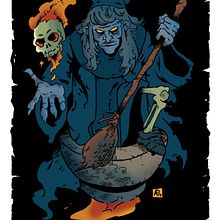 Ilustración para la expo "1er Aniversario de la librería Baba Yaga" (Cáceres). Traditional illustration project by Alberto Peral Alcón - 05.31.2015