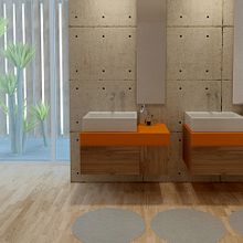 Baño Naranja, Ciudad del Campo / Diseño de Interiores. Un proyecto de 3D, Arquitectura interior, Diseño y Diseño de interiores de Belén del Olmo - 05.07.2011
