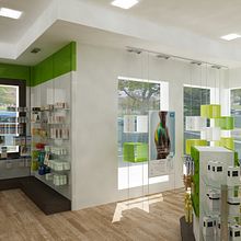 Farmacia Bambu, Fuenlabrada / Diseño de Interiores. Un proyecto de 3D, Arquitectura interior, Diseño y Diseño de interiores de Belén del Olmo - 03.04.2010