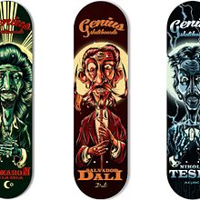 "Illustration and design for Genius skateboards". Een project van  Ontwerp, Productontwerp y Traditionele illustratie van Sete Gonzalez - 03.06.2015