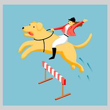 Dog jump. Traditional illustration project by Leonardo Konndeplus - 06.08.2015