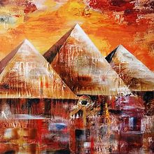 Pirámides de Al-Gizah. 160X95 cm. Técnica mixta y collage. . Arhitectură, Arte plastice, Colaj, Arhitectură peisagistică și Pictura de Daniel Joven Cerdá - 06.10.2015