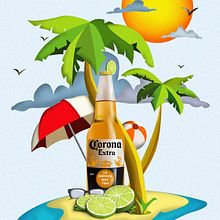 CERVEZA CORONA. Un proyecto de Diseño, Diseño gráfico, Ilustración tradicional y Publicidad de JOHN ARIZA - 30.06.2015