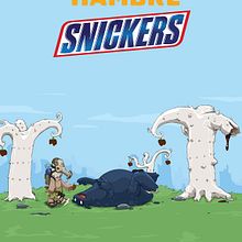 Publicidad de Snickers. Un proyecto de Diseño gráfico, Ilustración tradicional y Publicidad de Yeison Isidro Corporán Mercedes - 01.07.2015