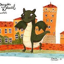 El Dragón de Wawel . % Paula Hurtado Arenas tarafından hazırlanan Geleneksel illüstras, Ve on projesi - 07.11.2015