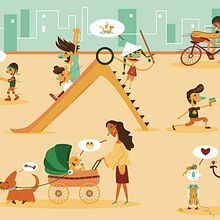 Una plaza para todos. Fine Arts, Character Design, Traditional illustration, and Painting project by Pablo Manuel M. R. - 03.03.2015