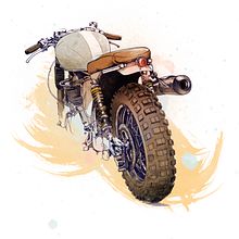 Cafe Racer Bikes. Traditional illustration project by Óscar Lloréns - 07.29.2015