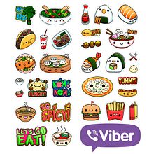 Stickers de comida kawaii para Viber app. Un proyecto de Diseño de personajes, Diseño gráfico e Ilustración tradicional de Squid&Pig - 02.08.2015