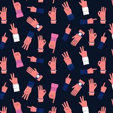 All Hands Pattern. Traditional illustration project by ana seixas - 01.05.2015