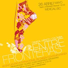 Cartel  "Entre Fronteras" XX Encuentro Internacional de Danza Contemporánea. Graphic Design, Art Direction, and Traditional illustration project by Demian Abrayas - 09.03.2015