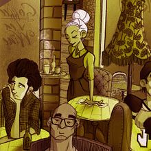 Absenthia cafe. Traditional illustration project by Salvador Laserna Pla - 05.14.2015