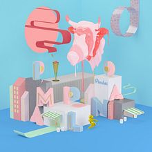 Pamplona Rosa. 3D, Design, and Traditional illustration project by Fermin Liz - 09.01.2015