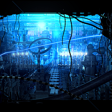 Blue Machine City. Environment 3d. Ein Projekt aus dem Bereich 3D, Animation, Kunstleitung, Beleuchtungsdesign, Spielzeugdesign, Comic und Design für Videospiele von MARC MONS - 12.09.2015
