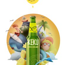 Cerveza KEKU con Limón!!. Advertising, and Traditional illustration project by Ricardo Martínez López - 09.16.2015