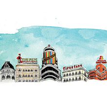 Skyline Mi Petit Madrid. Traditional illustration project by Fernando Mendoza - 01.03.2015
