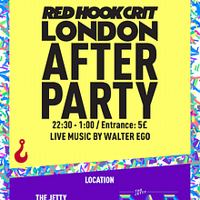 Red Hook Crit London No.1 - After Party Poster. Un proyecto de Dirección de arte, Diseño, Diseño gráfico y Tipografía de Armand Paul Quiroz - 21.10.2015