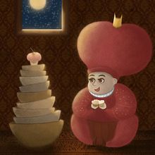 La princesa comiendo sus pasteles. Editorial Design, Traditional illustration, and Painting project by Alice Vettraino - 11.04.2015
