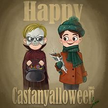 Happy Castanyalloween!!. Character Design, Education, and Traditional illustration project by Lorena Loguén - 10.31.2015