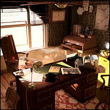 Oficina de detective de los años 70. 3D, Interior Design, and Traditional illustration project by Anton Freixas Alió - 11.12.2015