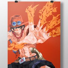 Low Poly Portdgas D. Ace - One Piece. Traditional illustration project by Gabriela López Méndez - 05.03.2015