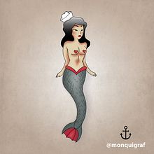 Diseño y coloreado de Sirena #design #tattoo #tatuaje #oldschool #siren. Design, and Traditional illustration project by Javi Rodríguez - 11.16.2015