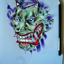 Máscara lápices de colores. Traditional illustration project by Marina Martín Hacar - 11.17.2015