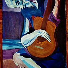 El guitarrista ciego, acrílicos. Traditional illustration project by Marina Martín Hacar - 11.20.2015