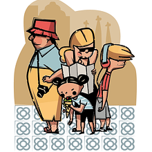 BCN tourists. Traditional illustration project by Eduard Altarriba - 12.04.2015